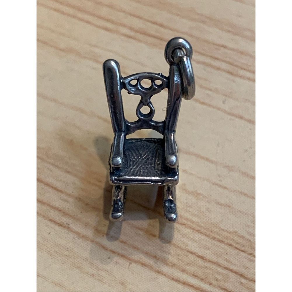 .925 Vintage Ornate Rocking Chair Sterling Silver Jewelry Charm